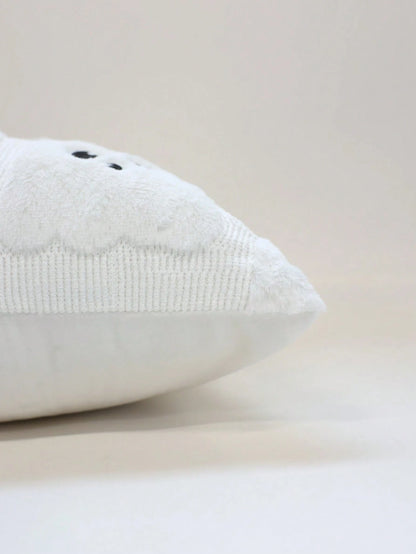 1pc Autumn/Winter Halloween Ghost Theme Cushion Cover, Cute Little Ghost Pattern Pillowcase, Soft Decor For Homestay Bedroom Party, Invisible Zipper, Machine Washable, Holiday Atmosphere Sofa Decorati