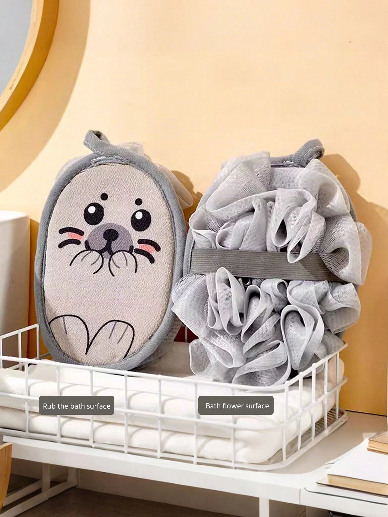1pc Baby Bath Accessories- Exfoliating Washcloth, 2-In-1 Soft Scrub Sponge, Non-Slip Baby Bath Glove, Thick Hanging Design, Soft & Non-Shedding Bath Sponge, 2-In-1 Double-Sided Baby Bath Towel