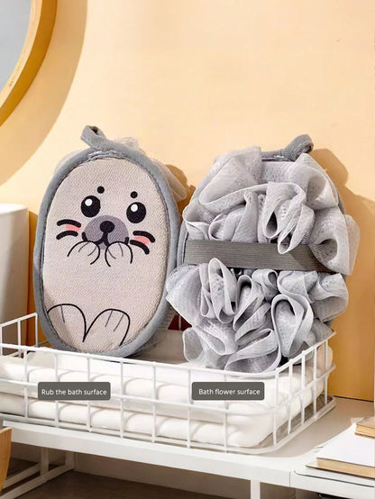 1pc Baby Bath Accessories- Exfoliating Washcloth, 2-In-1 Soft Scrub Sponge, Non-Slip Baby Bath Glove, Thick Hanging Design, Soft & Non-Shedding Bath Sponge, 2-In-1 Double-Sided Baby Bath Towel