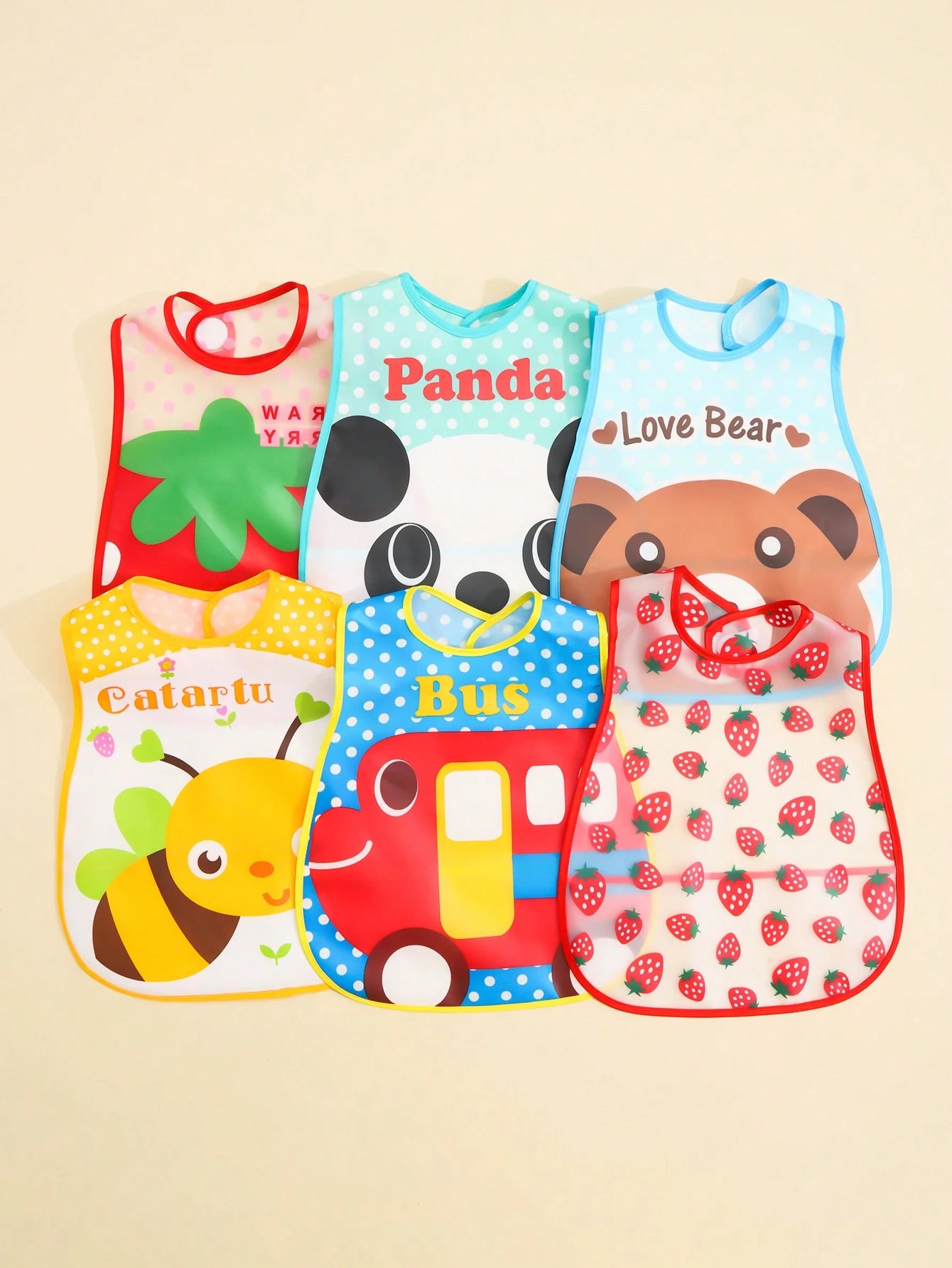 1pc Baby Bib, Waterproof Feeding Smock, Reversible Drool Bib With Pocket For Infants