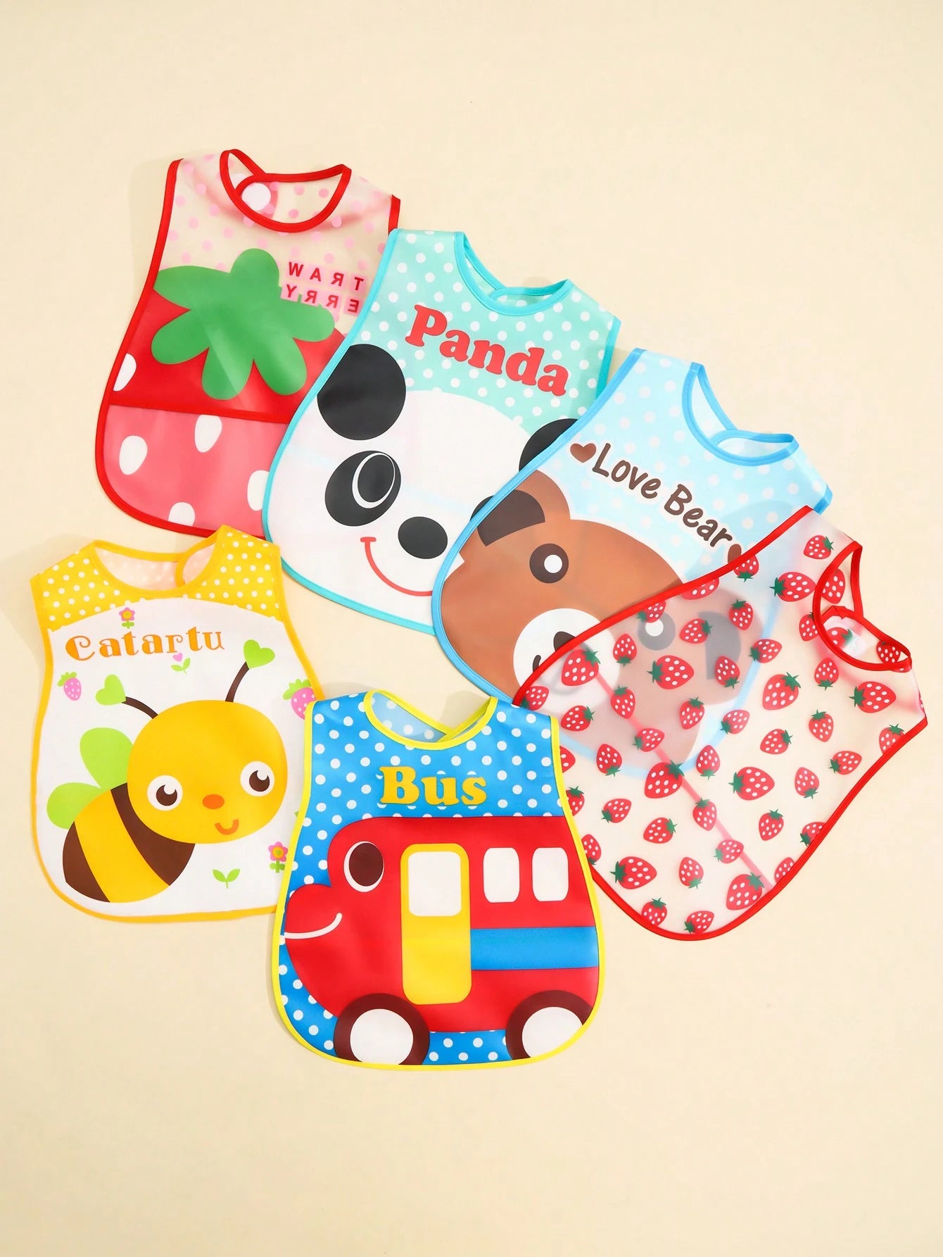 1pc Baby Bib, Waterproof Feeding Smock, Reversible Drool Bib With Pocket For Infants