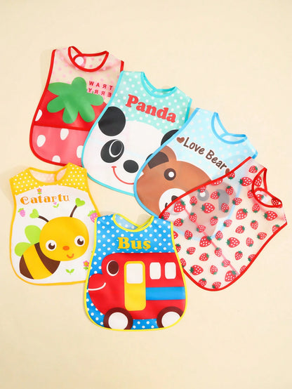 1pc Baby Bib, Waterproof Feeding Smock, Reversible Drool Bib With Pocket For Infants