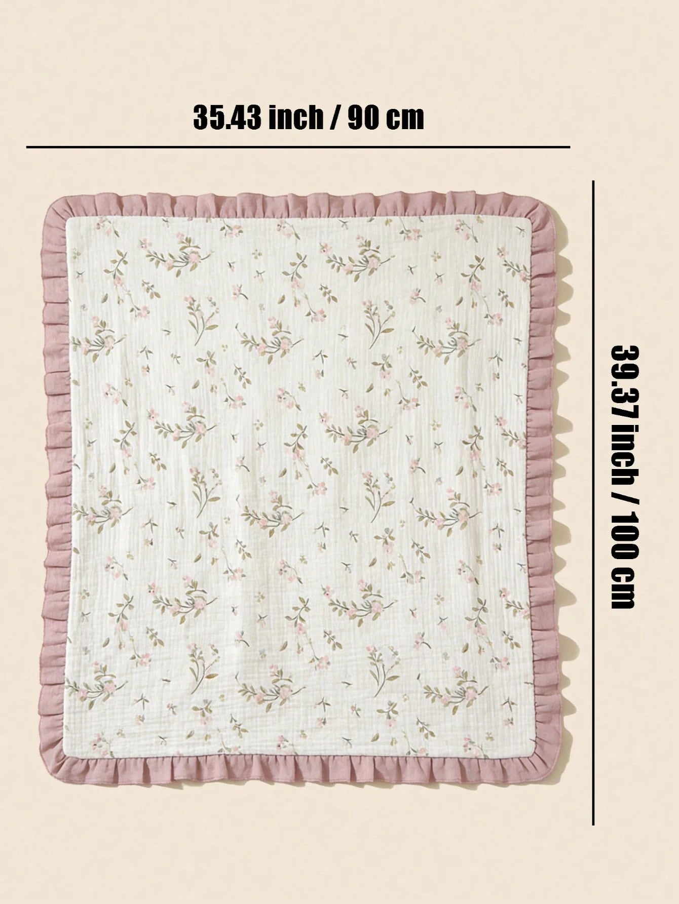 1pc Baby Blanket, Floral Print With Ruffle Edge, Soft Fine Fabric, Spring/Summer New Arrival, Essential Baby Daily Item