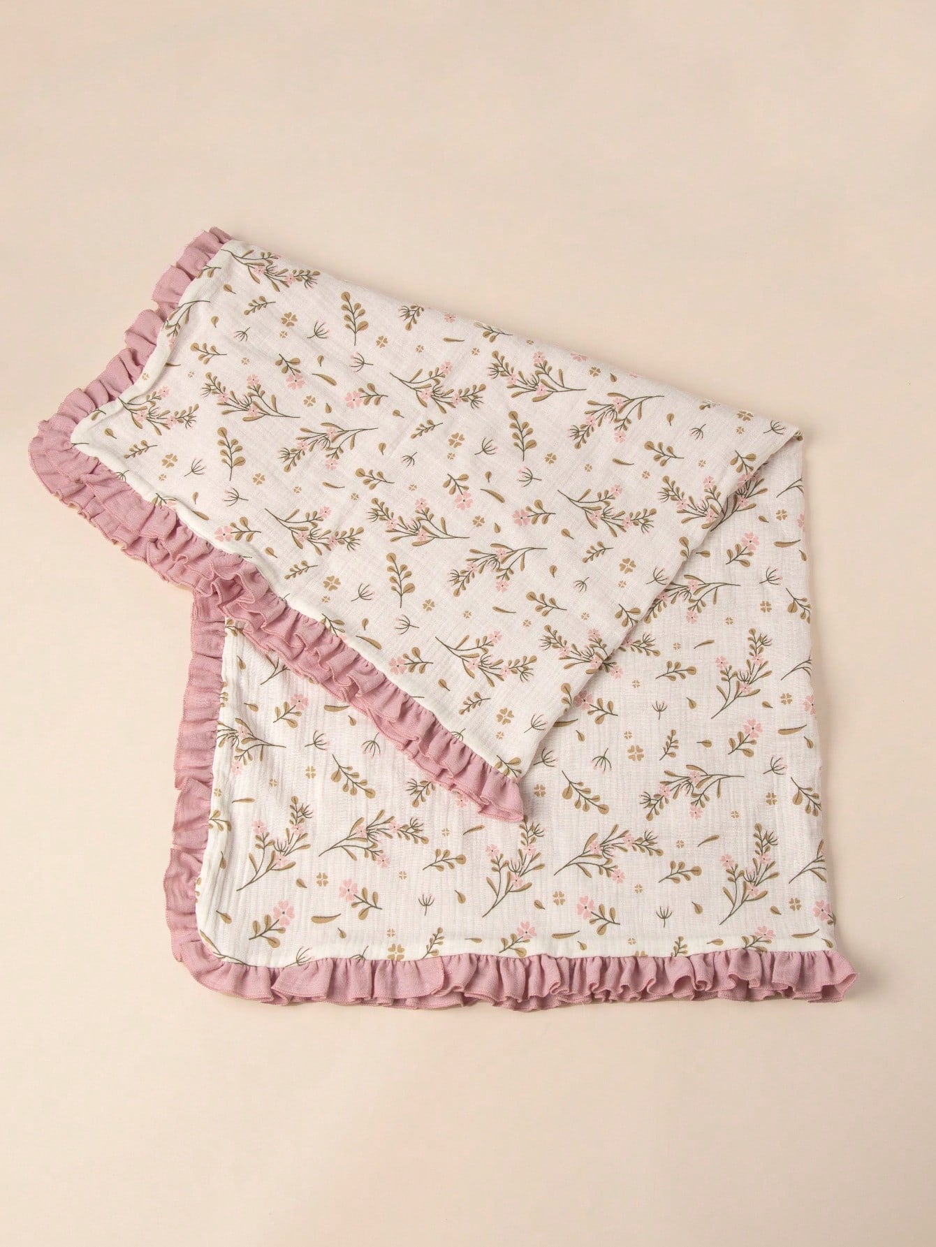 1pc Baby Blanket, Floral Print With Ruffle Edge, Soft Fine Fabric, Spring/Summer New Arrival, Essential Baby Daily Item