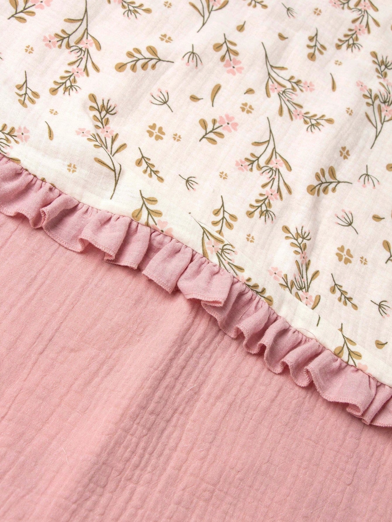 1pc Baby Blanket, Floral Print With Ruffle Edge, Soft Fine Fabric, Spring/Summer New Arrival, Essential Baby Daily Item