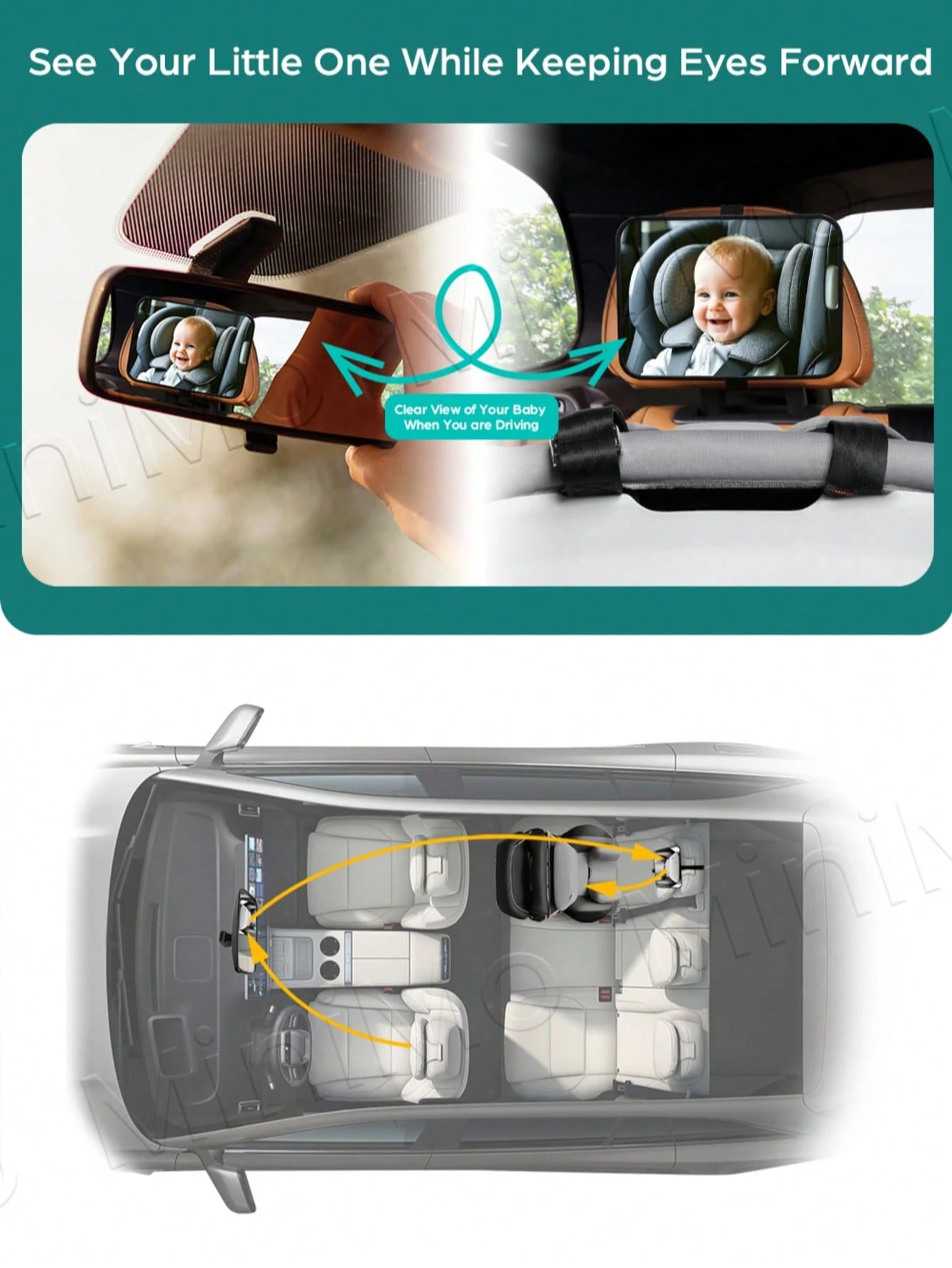 1pc Baby Car Rearview Mirror, Acrylic Material, Shatterproof And Crack-Resistant, Suitable For Rear-Facing Baby Car Seat, Wide And Clear View
