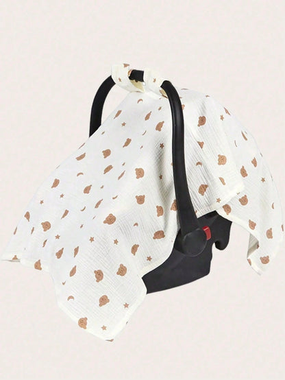 1pc Baby Carrier Seat Cover, Stroller Canopy, Soft Breathable Lightweight Muslin, Dust & Sun Protection, Ergonomic Design Suitable For Infant Travel