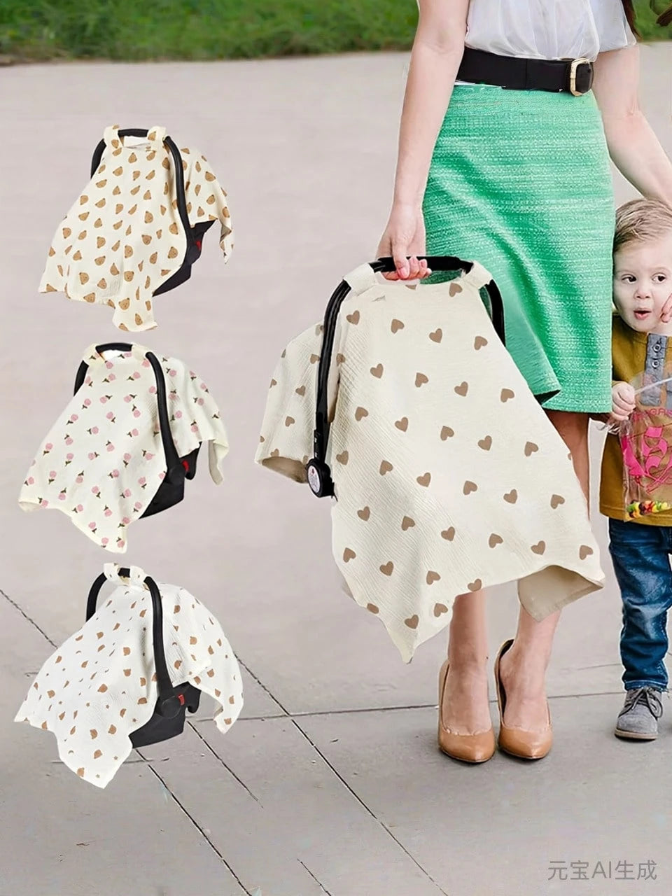 1pc Baby Carrier Seat Cover, Stroller Canopy, Soft Breathable Lightweight Muslin, Dust & Sun Protection, Ergonomic Design Suitable For Infant Travel