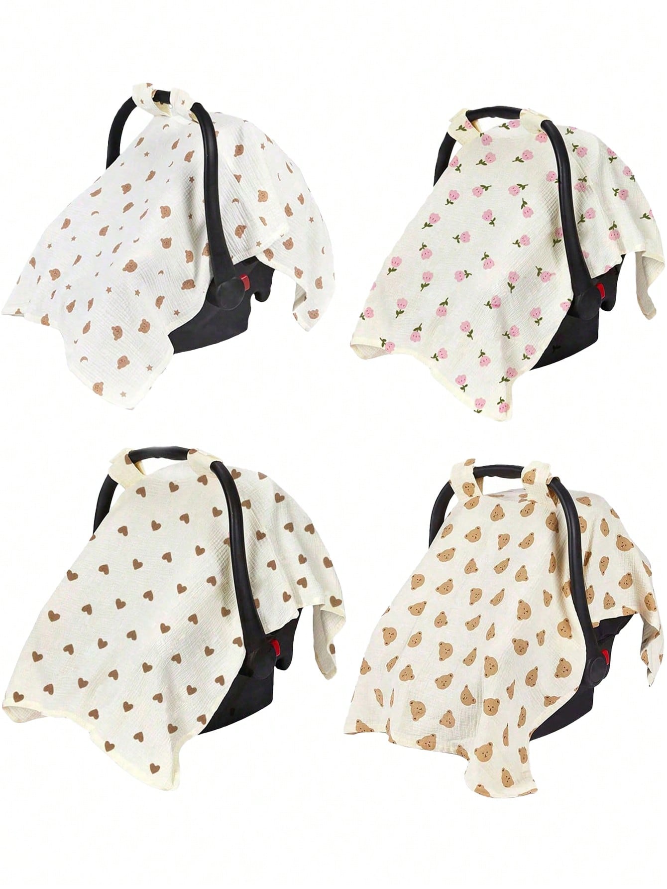 1pc Baby Carrier Seat Cover, Stroller Canopy, Soft Breathable Lightweight Muslin, Dust & Sun Protection, Ergonomic Design Suitable For Infant Travel