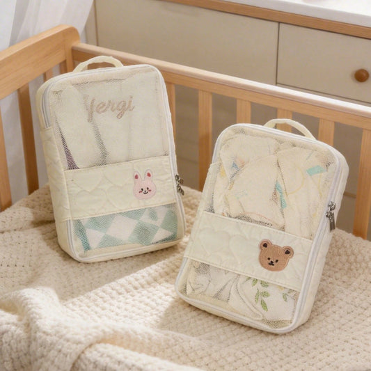 1pc Baby Clothes Storage Bag, Large Capacity Waterproof Dirty Laundry Organizer, Separating Compartments, Motherhood Accessories, (White)
