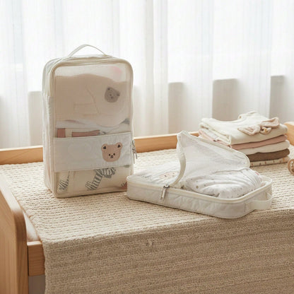 1pc Baby Clothes Storage Bag, Large Capacity Waterproof Dirty Laundry Organizer, Separating Compartments, Motherhood Accessories, (White)