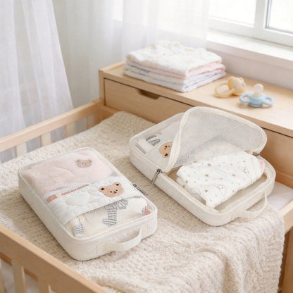 1pc Baby Clothes Storage Bag, Large Capacity Waterproof Dirty Laundry Organizer, Separating Compartments, Motherhood Accessories, (White)