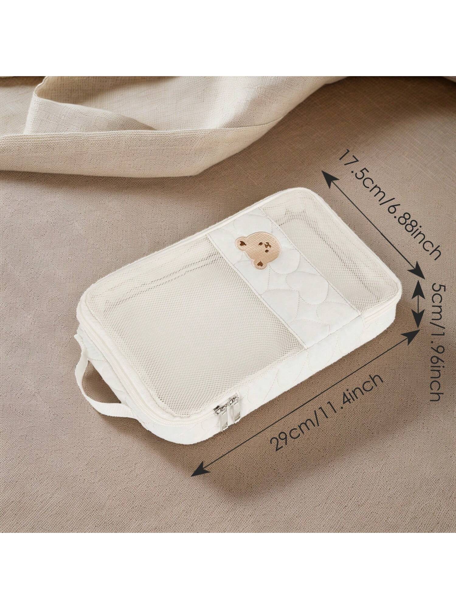 1pc Baby Clothes Storage Bag, Large Capacity Waterproof Dirty Laundry Organizer, Separating Compartments, Motherhood Accessories, (White)