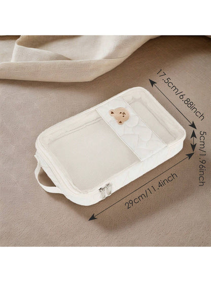 1pc Baby Clothes Storage Bag, Large Capacity Waterproof Dirty Laundry Organizer, Separating Compartments, Motherhood Accessories, (White)