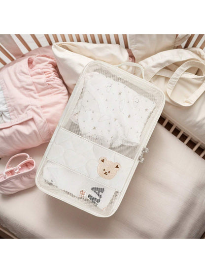 1pc Baby Clothes Storage Bag, Large Capacity Waterproof Dirty Laundry Organizer, Separating Compartments, Motherhood Accessories, (White)