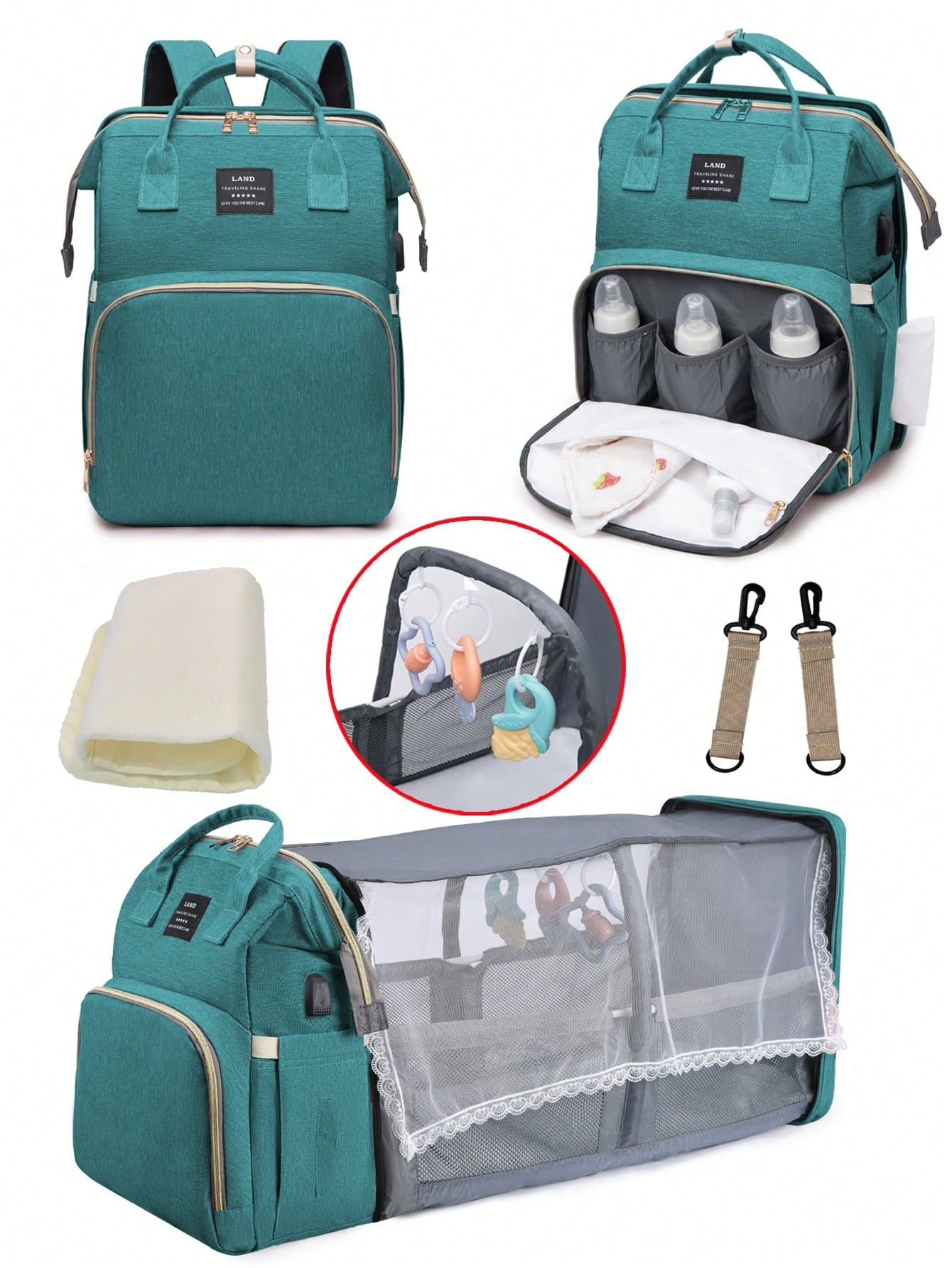 1pc Baby Diaper Bag Backpack With Changing Station, Multifunction Portable Waterproof Large Capacity Travel Baby Changing Bags, Baby Stuff Organizer, Baby Registry Search, Baby Diaper Bags For Boys &