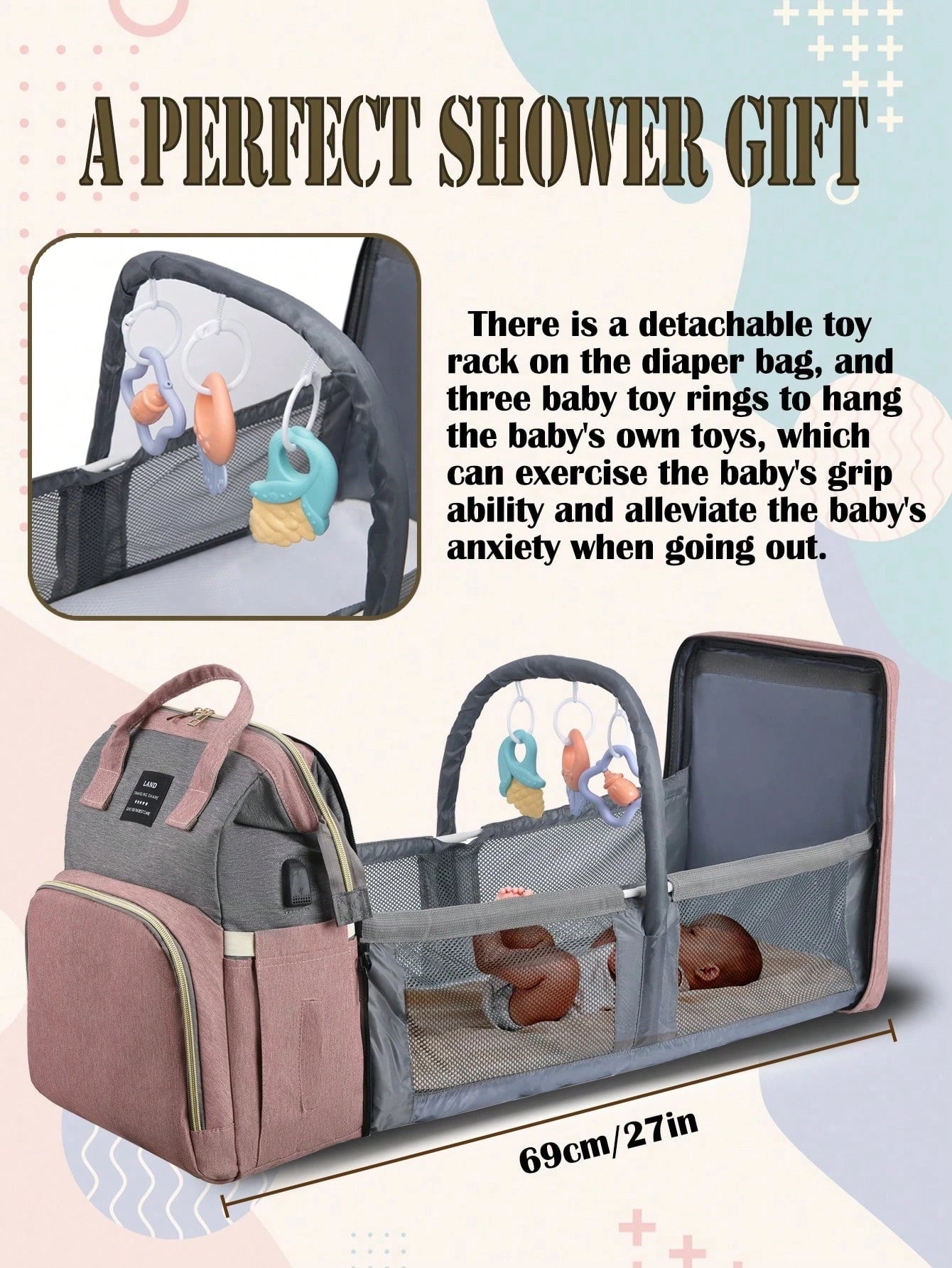 1pc Baby Diaper Bag Backpack With Changing Station, Multifunction Portable Waterproof Large Capacity Travel Baby Changing Bags, Baby Stuff Organizer, Baby Registry Search, Baby Diaper Bags For Boys &