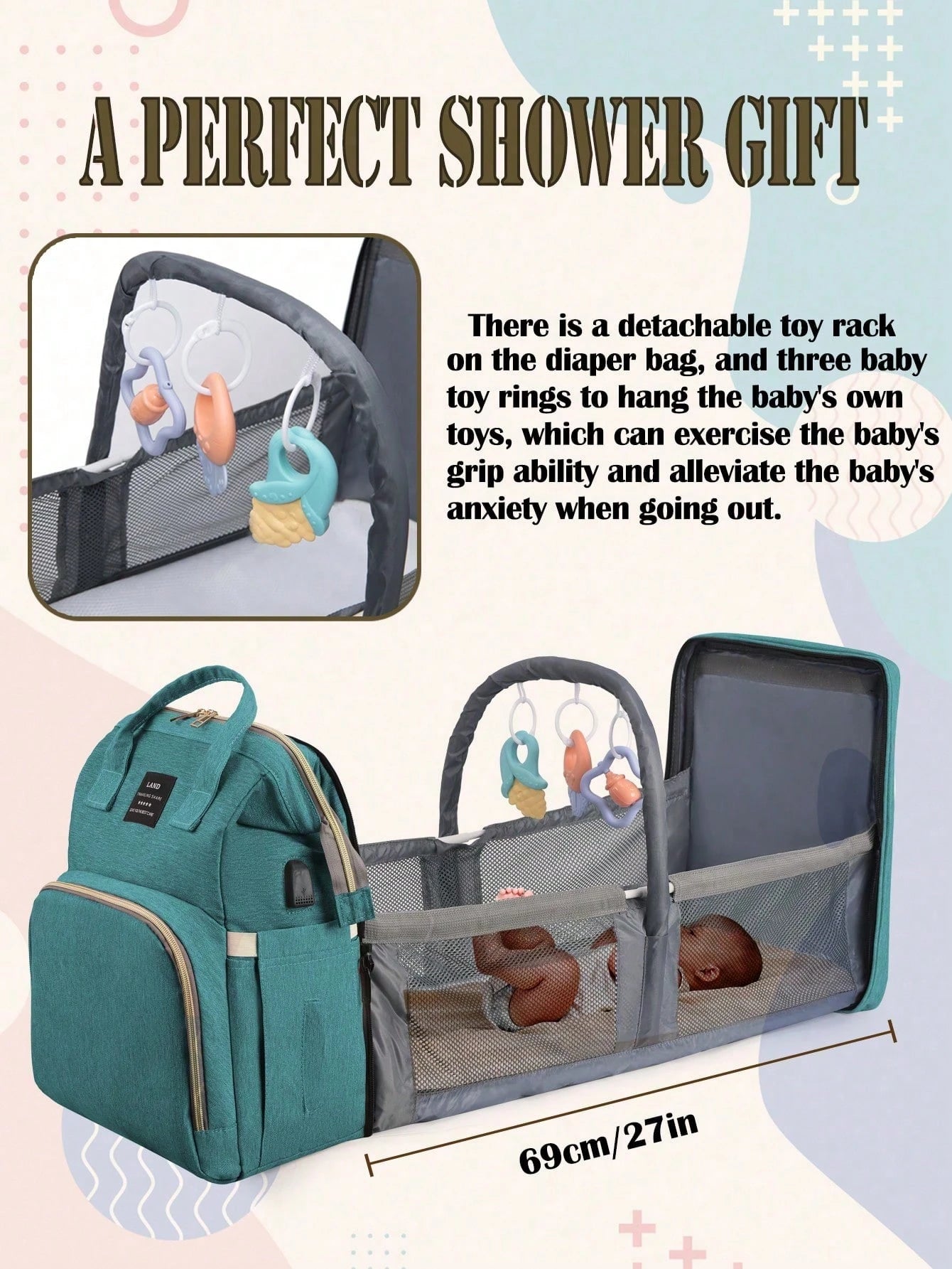 1pc Baby Diaper Bag Backpack With Changing Station, Multifunction Portable Waterproof Large Capacity Travel Baby Changing Bags, Baby Stuff Organizer, Baby Registry Search, Baby Diaper Bags For Boys &