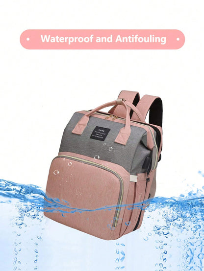 1pc Baby Diaper Bag Backpack With Changing Station, Multifunction Portable Waterproof Large Capacity Travel Baby Changing Bags, Baby Stuff Organizer, Baby Registry Search, Baby Diaper Bags For Boys &