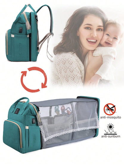 1pc Baby Diaper Bag Backpack With Changing Station, Multifunction Portable Waterproof Large Capacity Travel Baby Changing Bags, Baby Stuff Organizer, Baby Registry Search, Baby Diaper Bags For Boys &