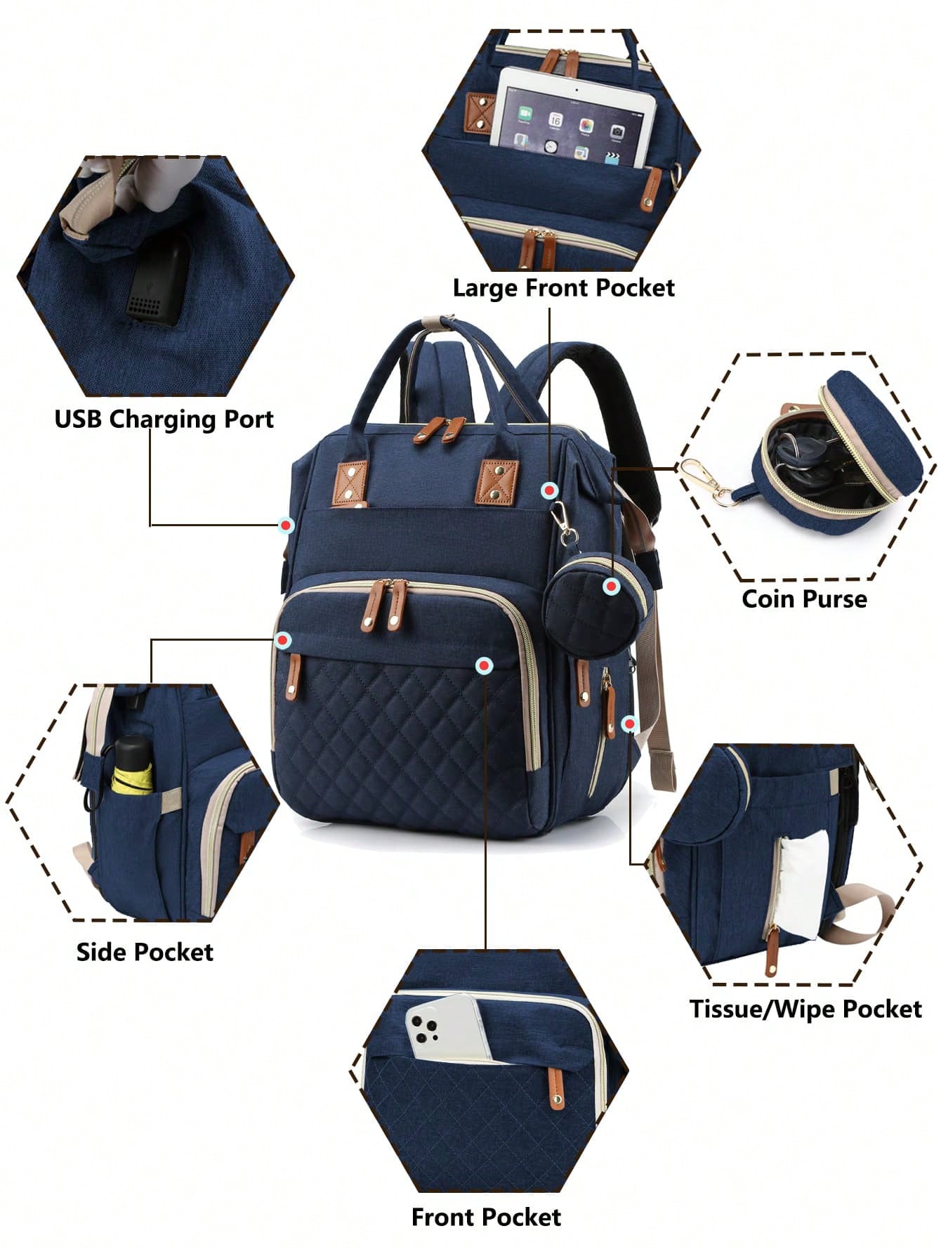 1pc Baby Diaper Bag Backpack, Multifunction Portable Waterproof Large Capacity Travel Baby Bags, Baby Stuff Organizer, Baby Registry Search, Baby Diaper Bags For Boys & Girls, Baby Shower Gifts, Newbo