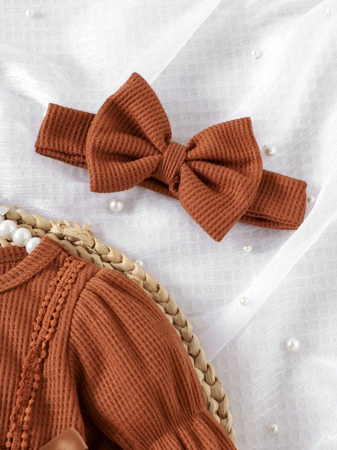 1pc Baby Girl Cute Long Sleeve Mesh Patchwork Dress With Headband And Socks, Spring/Autumn Thin Style