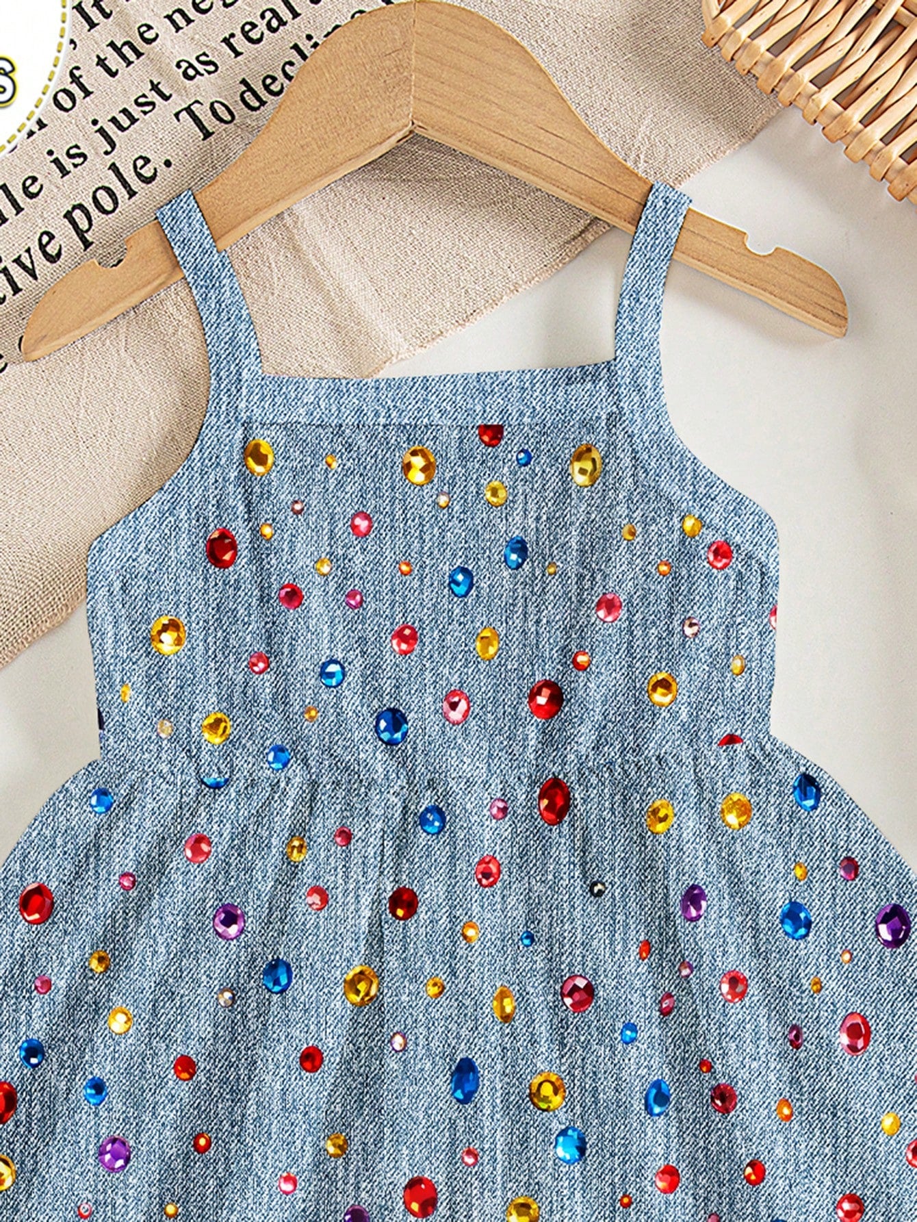 1pc Baby Girls Casual Cute Colorful Gemstone 3D Print Spring Summer Autumn Winter All Season Wear Vacation Print Knit Cami Dress, Summer Dresses, Vacation Dresses