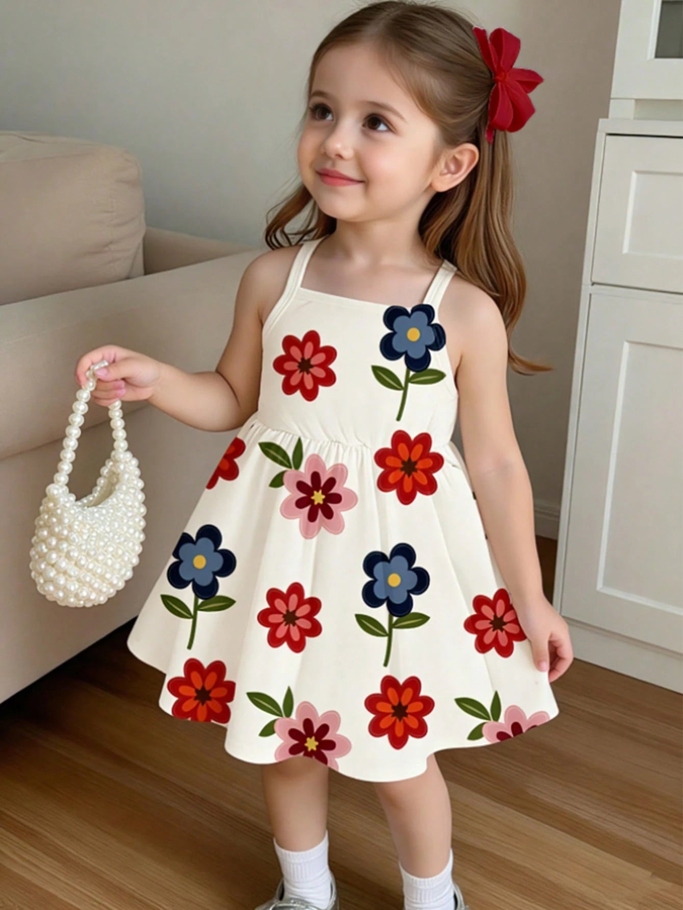 1pc Baby Girls Casual Cute Colorful Gemstone 3D Print Spring Summer Autumn Winter All Season Wear Vacation Print Knit Cami Dress, Summer Dresses, Vacation Dresses