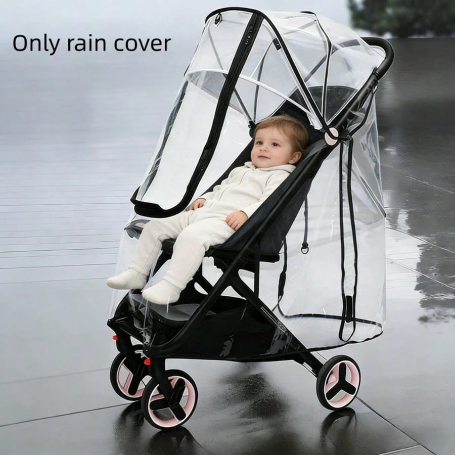 1pc Baby Stroller Rain Cover, EVA Material, Transparent, Windproof, Rainproof, Dustproof, Snowproof, High Transparency, Soft, Easy Installation, Bidirectional Zipper, Fits 95% Stroller Models, All Sea