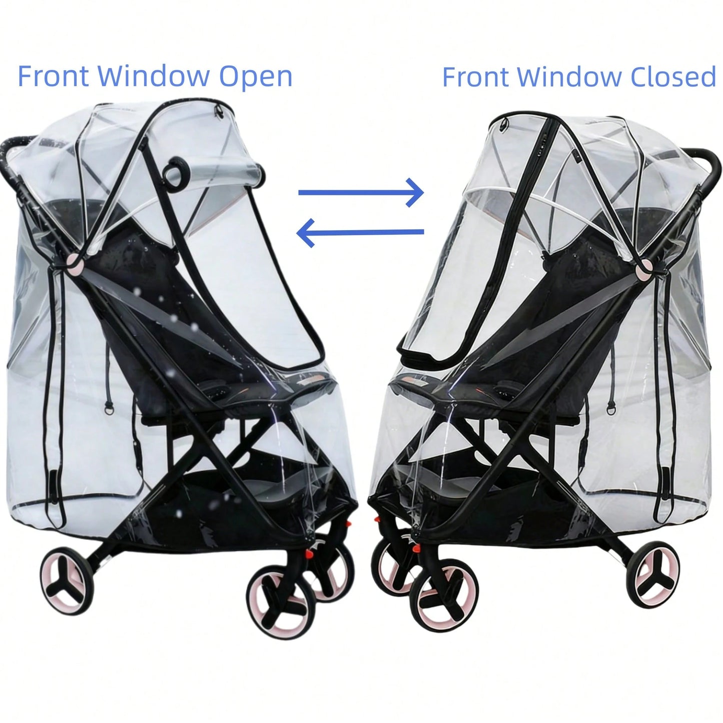 1pc Baby Stroller Rain Cover, EVA Material, Transparent, Windproof, Rainproof, Dustproof, Snowproof, High Transparency, Soft, Easy Installation, Bidirectional Zipper, Fits 95% Stroller Models, All Sea