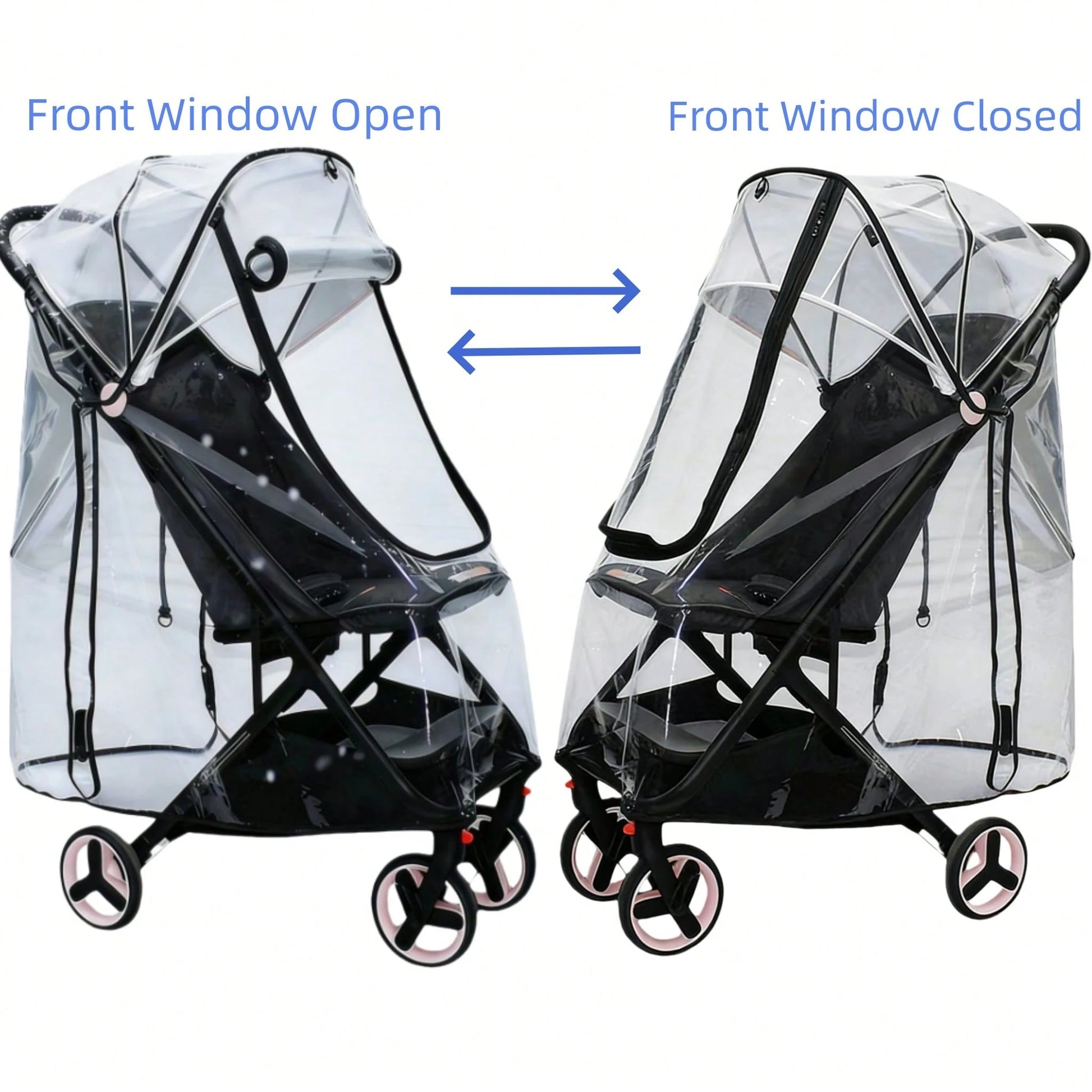 1pc Baby Stroller Rain Cover, EVA Material, Transparent, Windproof, Rainproof, Dustproof, Snowproof, High Transparency, Soft, Easy Installation, Bidirectional Zipper, Fits 95% Stroller Models, All Sea