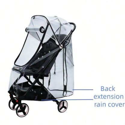 1pc Baby Stroller Rain Cover, EVA Material, Transparent, Windproof, Rainproof, Dustproof, Snowproof, High Transparency, Soft, Easy Installation, Bidirectional Zipper, Fits 95% Stroller Models, All Sea