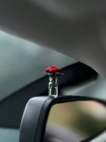 1pc Beautiful Rose Car Center Console Window Rearview Mirror Ornament Mini Car Accessories