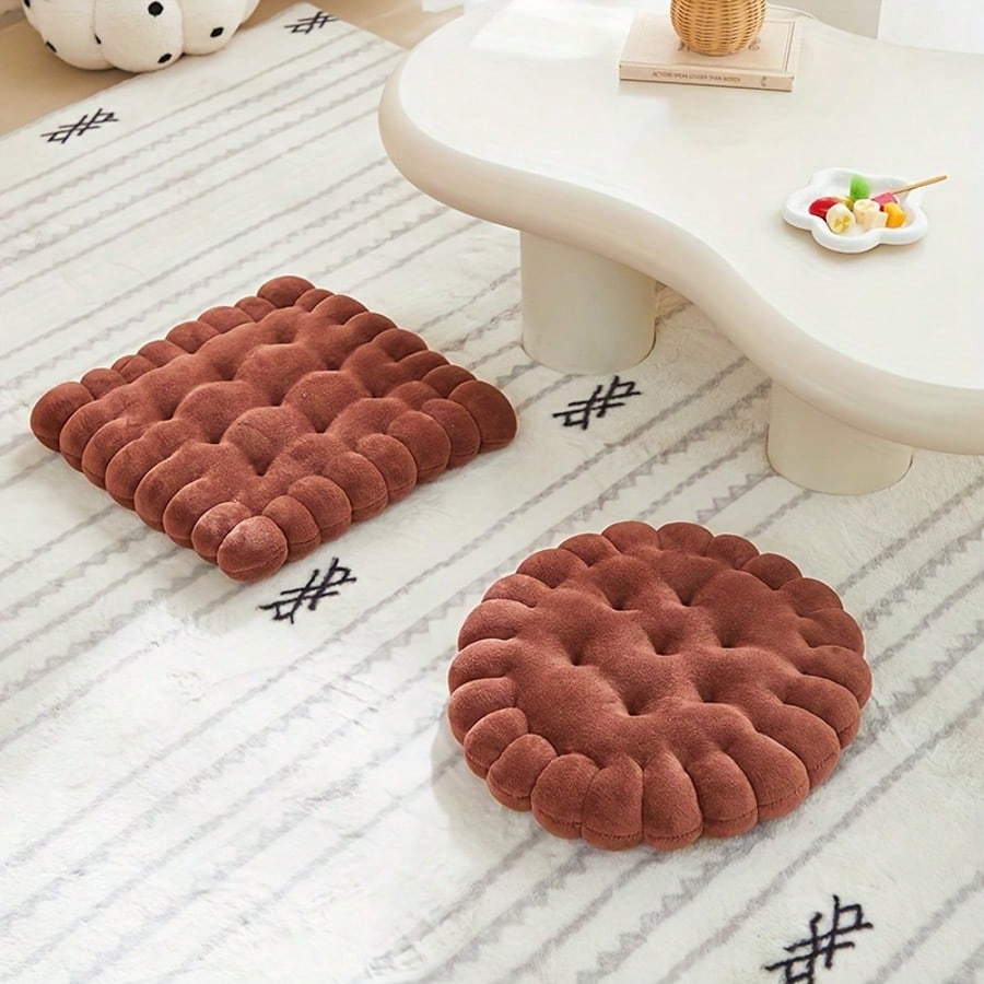 1pc Biscuit-Shaped Meditation Cushion, Chair Cushion In The Shape Of A Circular Biscuit, Square Floor Pillow For Chairs, Suitable For Living Rooms, Balconies, Offices, Sofas, And Yoga Practices.