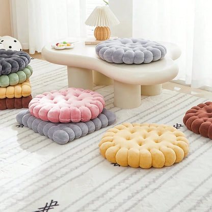 1pc Biscuit-Shaped Meditation Cushion, Chair Cushion In The Shape Of A Circular Biscuit, Square Floor Pillow For Chairs, Suitable For Living Rooms, Balconies, Offices, Sofas, And Yoga Practices.