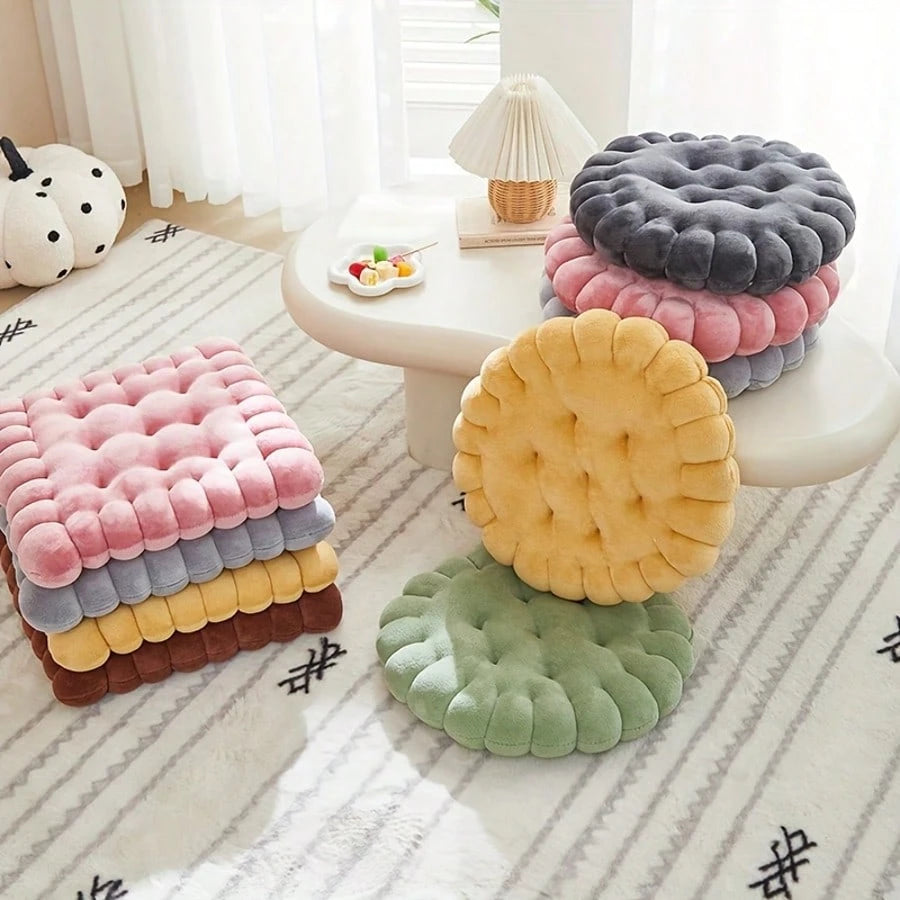 1pc Biscuit-Shaped Meditation Cushion, Chair Cushion In The Shape Of A Circular Biscuit, Square Floor Pillow For Chairs, Suitable For Living Rooms, Balconies, Offices, Sofas, And Yoga Practices.