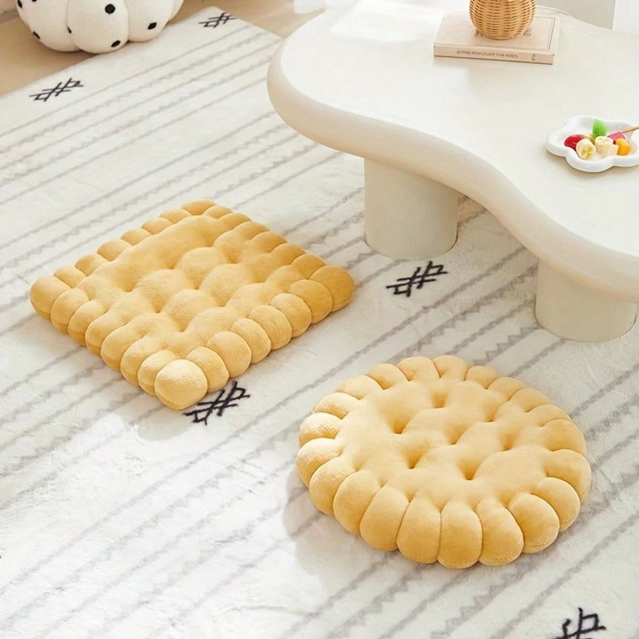 1pc Biscuit-Shaped Meditation Cushion, Chair Cushion In The Shape Of A Circular Biscuit, Square Floor Pillow For Chairs, Suitable For Living Rooms, Balconies, Offices, Sofas, And Yoga Practices.