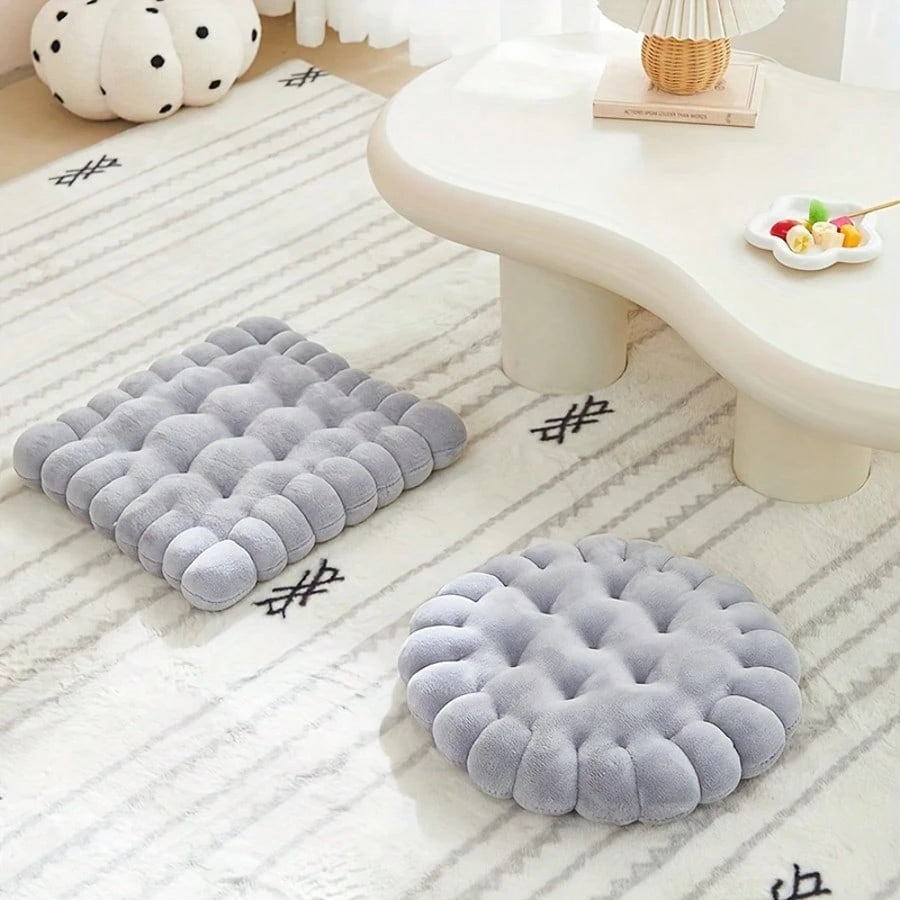 1pc Biscuit-Shaped Meditation Cushion, Chair Cushion In The Shape Of A Circular Biscuit, Square Floor Pillow For Chairs, Suitable For Living Rooms, Balconies, Offices, Sofas, And Yoga Practices.
