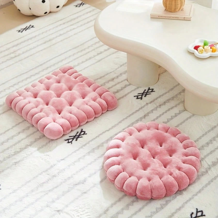 1pc Biscuit-Shaped Meditation Cushion, Chair Cushion In The Shape Of A Circular Biscuit, Square Floor Pillow For Chairs, Suitable For Living Rooms, Balconies, Offices, Sofas, And Yoga Practices.