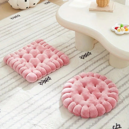 1pc Biscuit-Shaped Meditation Cushion, Chair Cushion In The Shape Of A Circular Biscuit, Square Floor Pillow For Chairs, Suitable For Living Rooms, Balconies, Offices, Sofas, And Yoga Practices.