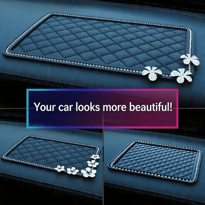 1pc Black Car Anti-Slip Silicone Pad, Heat-Resistant Dashboard Mat, Car Interior Decor, Phone Holder, Storage Tray, Sun Protection Perfume Holder