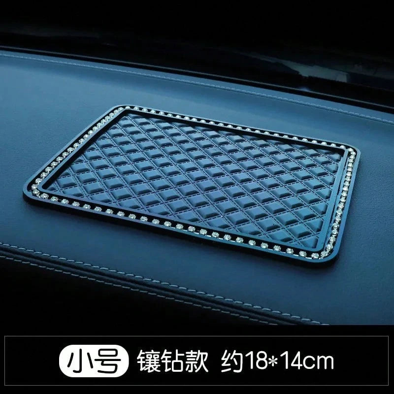 1pc Black Car Anti-Slip Silicone Pad, Heat-Resistant Dashboard Mat, Car Interior Decor, Phone Holder, Storage Tray, Sun Protection Perfume Holder