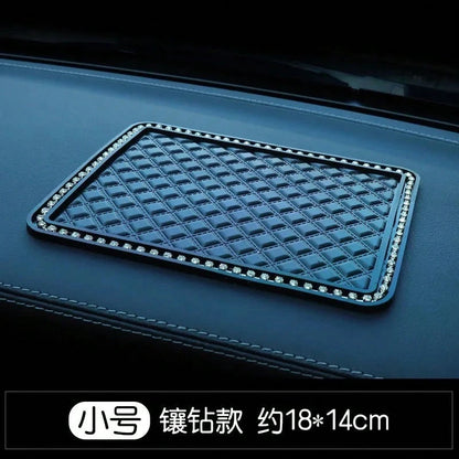 1pc Black Car Anti-Slip Silicone Pad, Heat-Resistant Dashboard Mat, Car Interior Decor, Phone Holder, Storage Tray, Sun Protection Perfume Holder