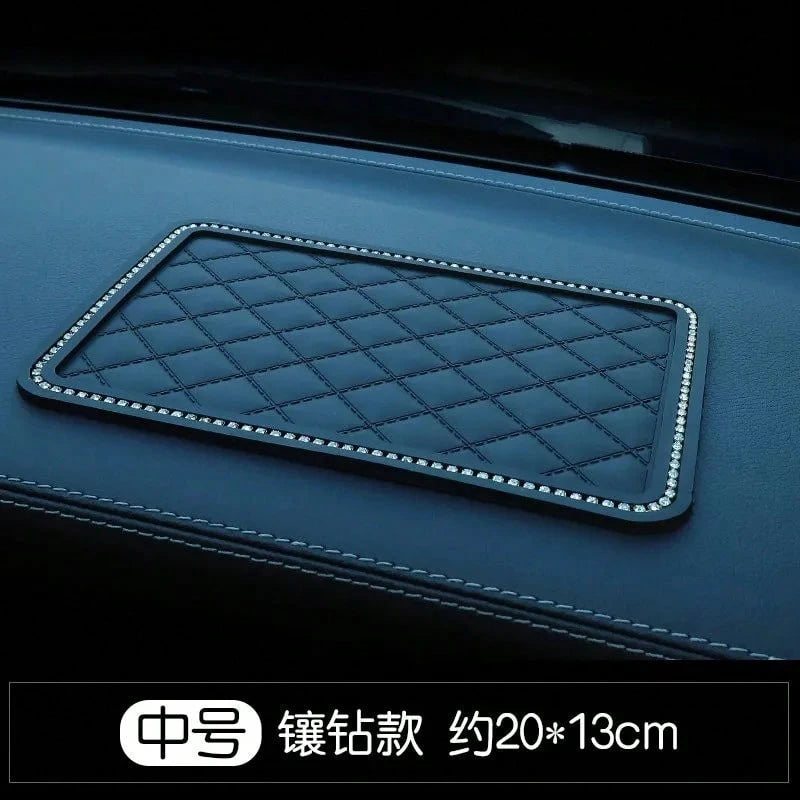 1pc Black Car Anti-Slip Silicone Pad, Heat-Resistant Dashboard Mat, Car Interior Decor, Phone Holder, Storage Tray, Sun Protection Perfume Holder