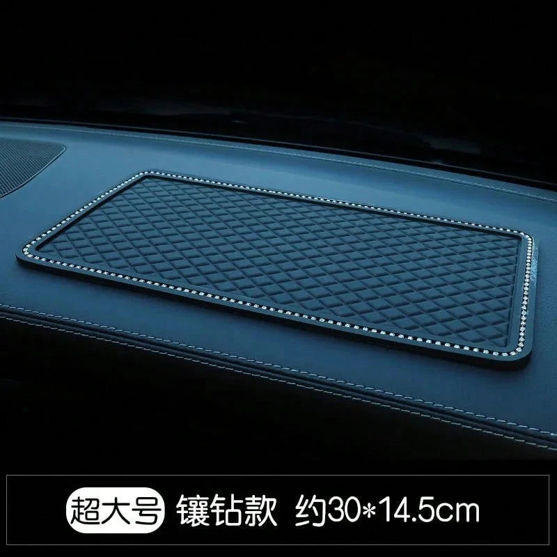 1pc Black Car Anti-Slip Silicone Pad, Heat-Resistant Dashboard Mat, Car Interior Decor, Phone Holder, Storage Tray, Sun Protection Perfume Holder