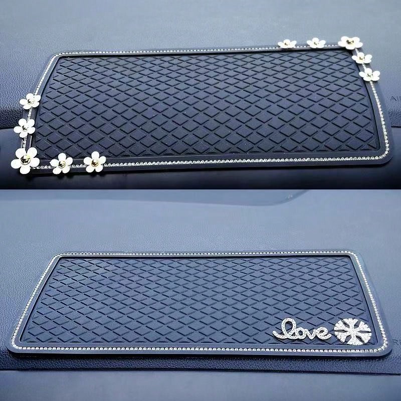 1pc Black Car Anti-Slip Silicone Pad, Heat-Resistant Dashboard Mat, Car Interior Decor, Phone Holder, Storage Tray, Sun Protection Perfume Holder
