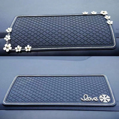 1pc Black Car Anti-Slip Silicone Pad, Heat-Resistant Dashboard Mat, Car Interior Decor, Phone Holder, Storage Tray, Sun Protection Perfume Holder