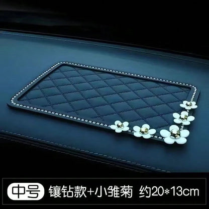 1pc Black Car Anti-Slip Silicone Pad, Heat-Resistant Dashboard Mat, Car Interior Decor, Phone Holder, Storage Tray, Sun Protection Perfume Holder