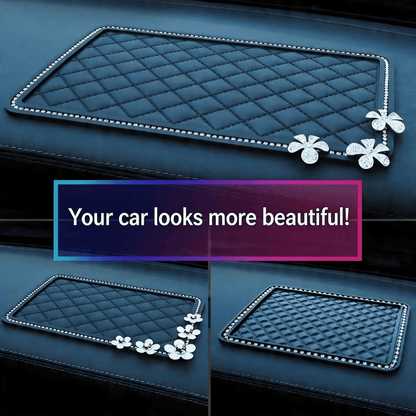 1pc Black Car Anti-Slip Silicone Pad, Heat-Resistant Dashboard Mat, Car Interior Decor, Phone Holder, Storage Tray, Sun Protection Perfume Holder