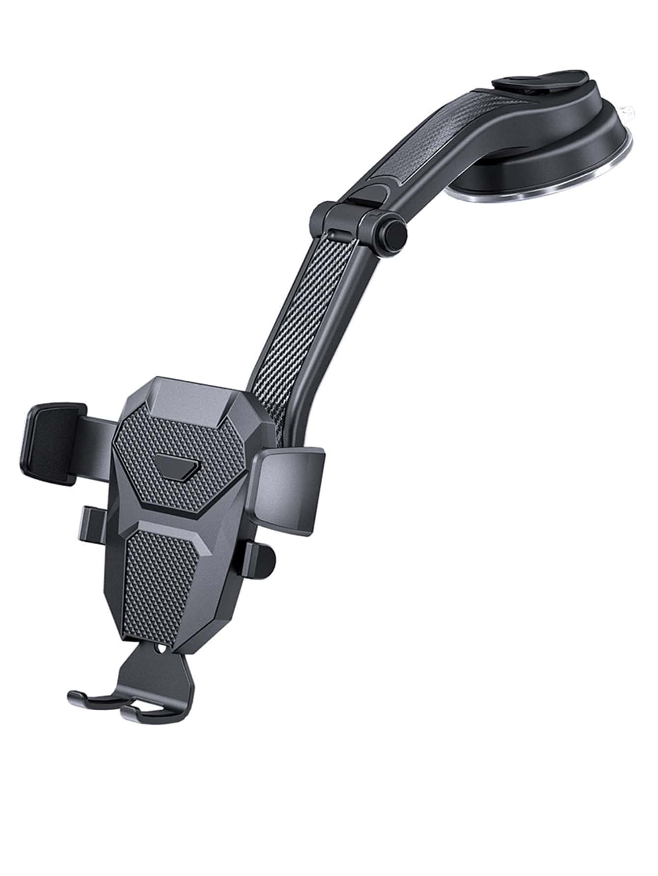 1pc Black Car Phone Holder, Multifunctional Telescopic Suction Cup Car Navigation Bracket, Suitable For Daily Driving Navigation And Phone Placement (Please Clean The Surface Before Use)